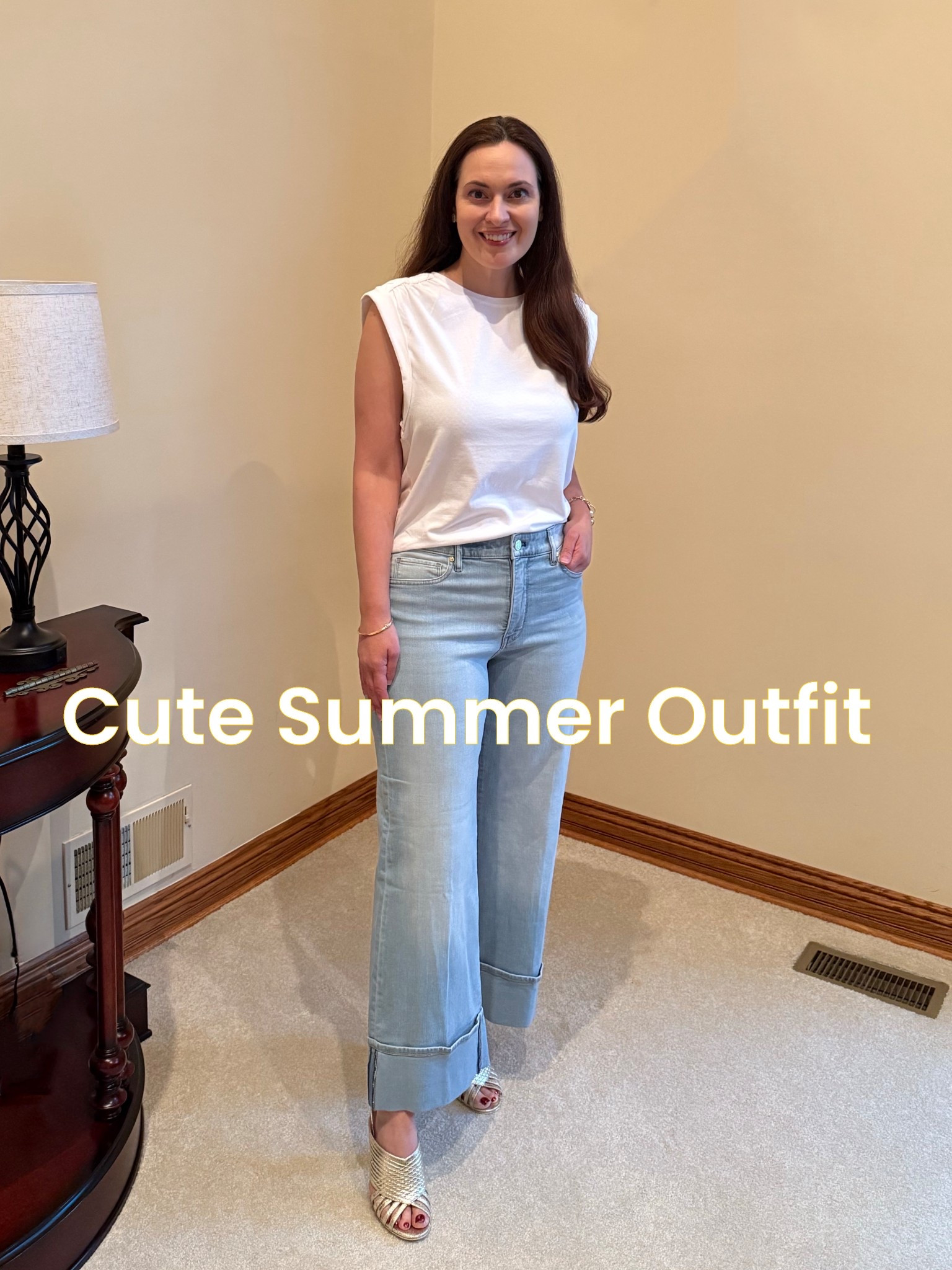 Easy summer outfit - Classic tee and cuffed cropped jeans. Pair with gold accessories and heeled mules.

#LTKSeasonal #LTKSaleAlert