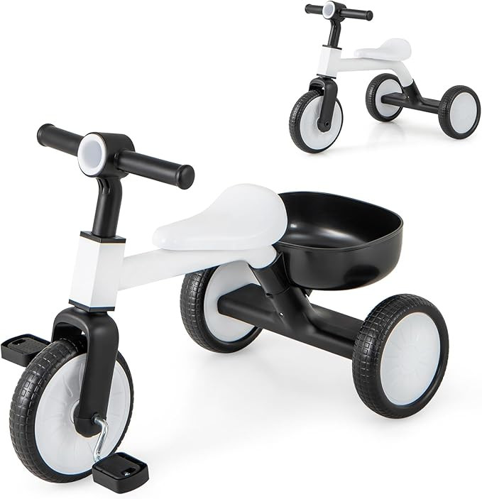 BABY JOY Toddler Tricycle, 2-in-1 Kids Tricycle Auxiliary Balance Bike with Carbon Steel Frame, D... | Amazon (US)
