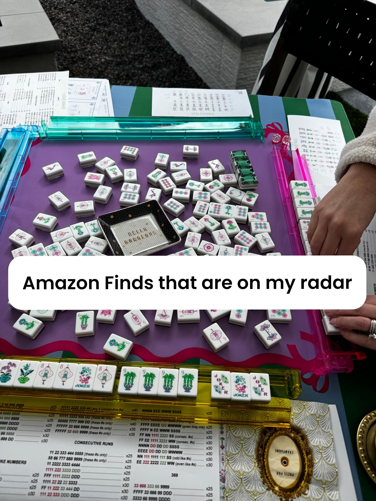 Linking mahjong items from Amazon that are in my radar… as always check the return policy first before taking any risks! The mat in the picture is also linked and I can say is great quality and has endured many mahj nights! 
#mahjong 

#LTKHome #LTKSeasonal