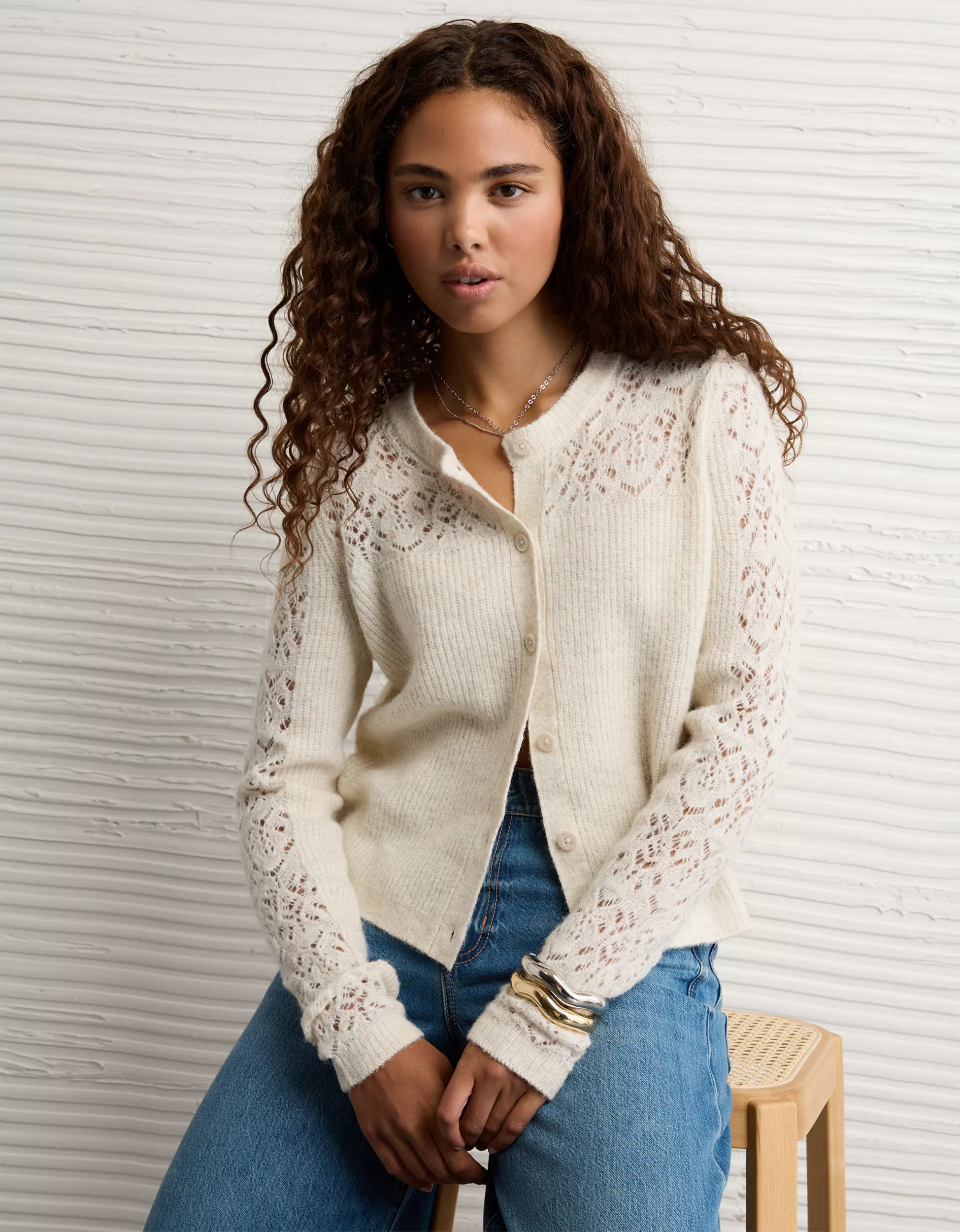 AE Knit Lace Cardigan Plus Size xxl Soft Sweater Cropped Fall fashion | American Eagle Outfitters (US & CA)