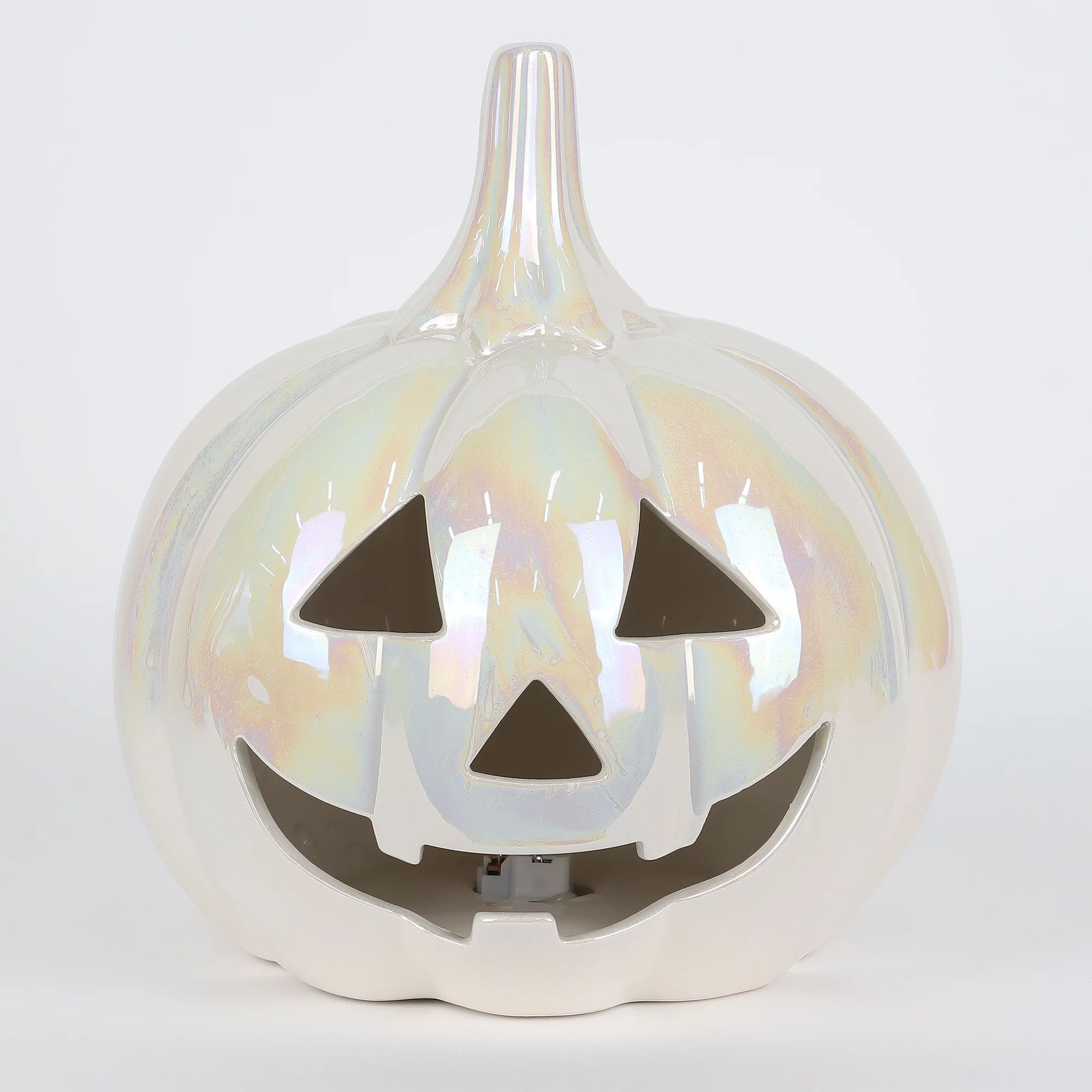 Halloween White Ceramic Light-Up Jack-O’-Lantern Decoration, 7.75 in x 7.75 in x 8.5 in, by Way... | Walmart (US)