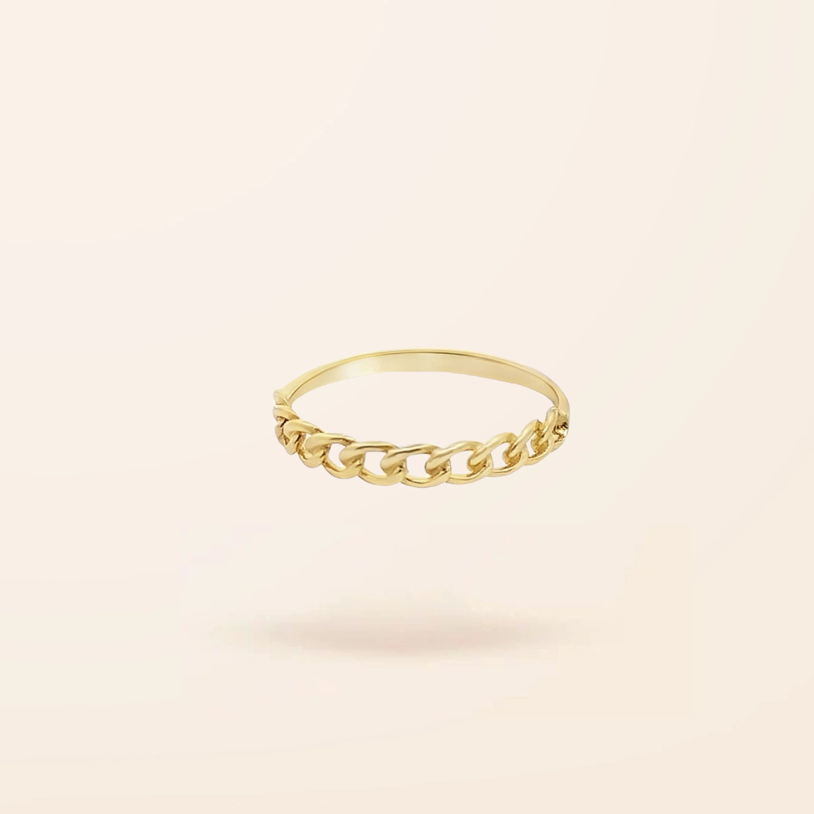 10K Gold Small Chain Ring | Van Der Hout Jewelry