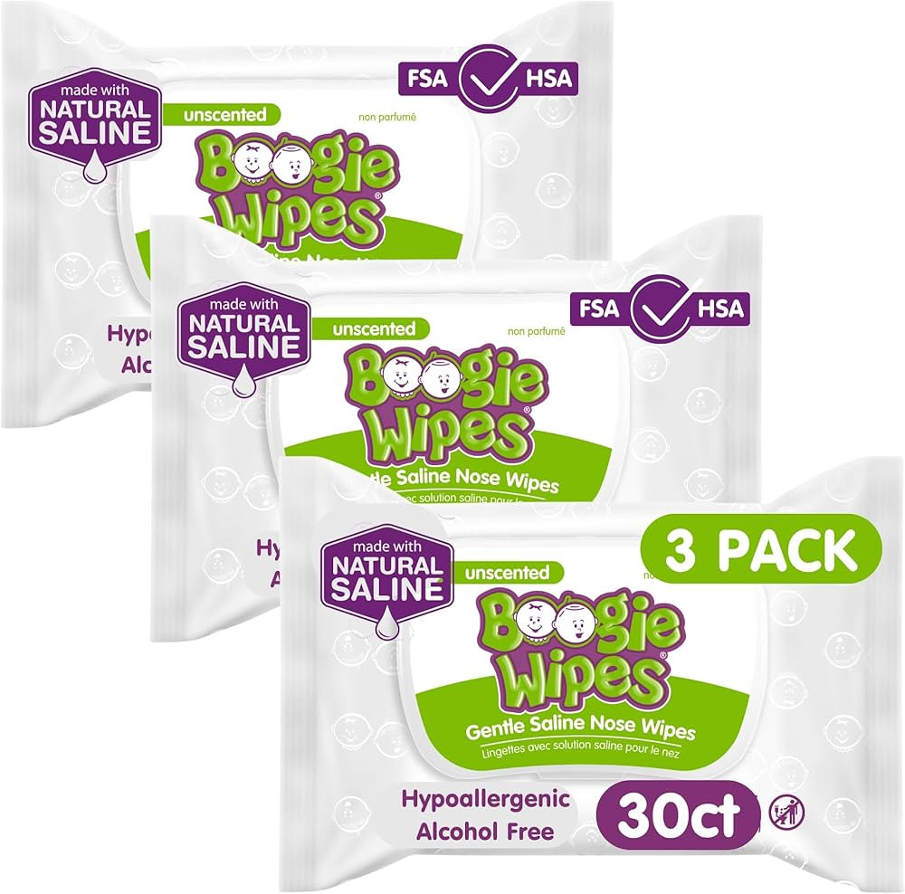 Boogie Wipes, Saline Wipes for Baby & Kids, Nose Booger Wipes for Allergy Relief, Face, Hand & Bo... | Amazon (US)