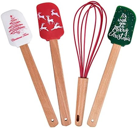 SUNCITY Christmas Silicone Spatula, Kitchen Spatula Set with Wooden Handle, Perfect for Baking Co... | Amazon (US)