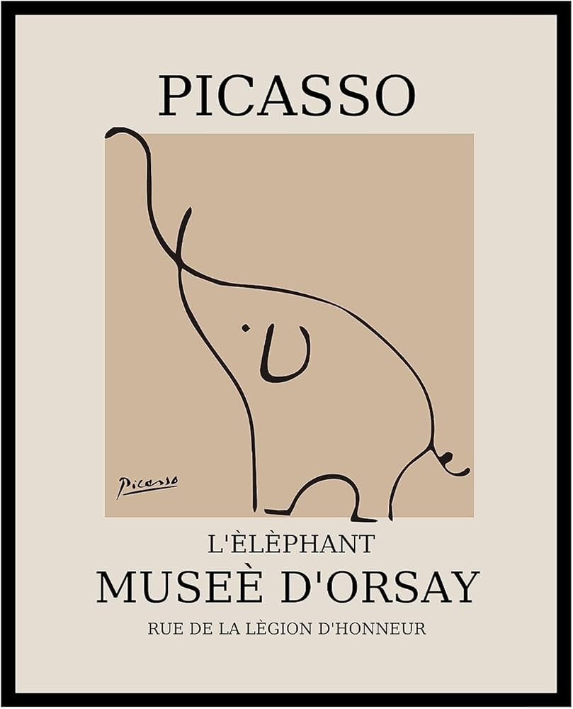 Poster Master Vintage Picasso Poster - Retro Elephant Print - Line Drawing Art - Sketch Wall Art ... | Amazon (US)