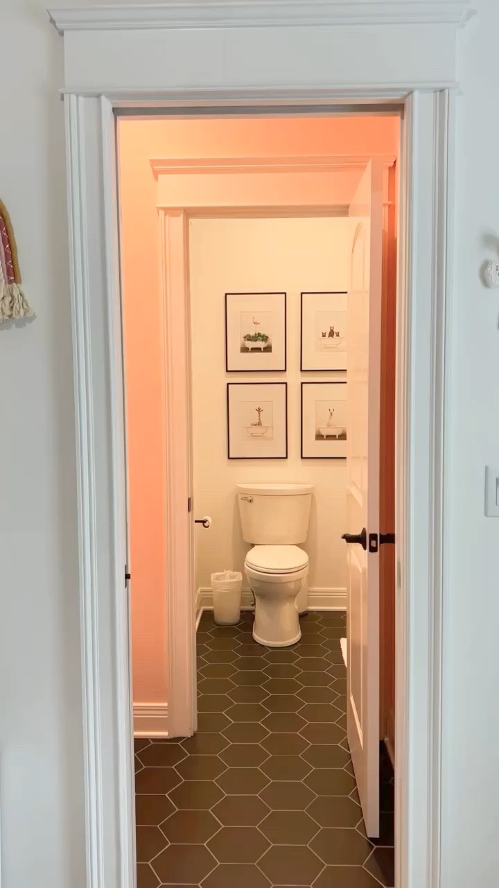 Jack and Jill bathroom, kids restroom decor, kids bathroom design, his and her vanities, black tile, subway tile shower tub, vanity light

#LTKkids #LTKhome #LTKfamily