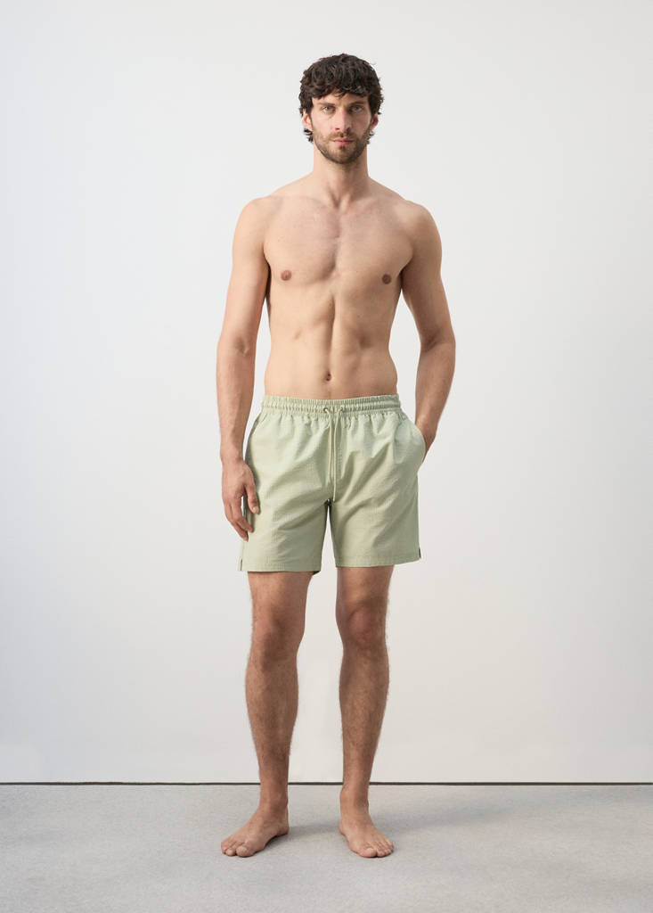 Seersucker swimming trunks pastel green - Man - M - MANGO MAN | Mango (US/MX/AU)