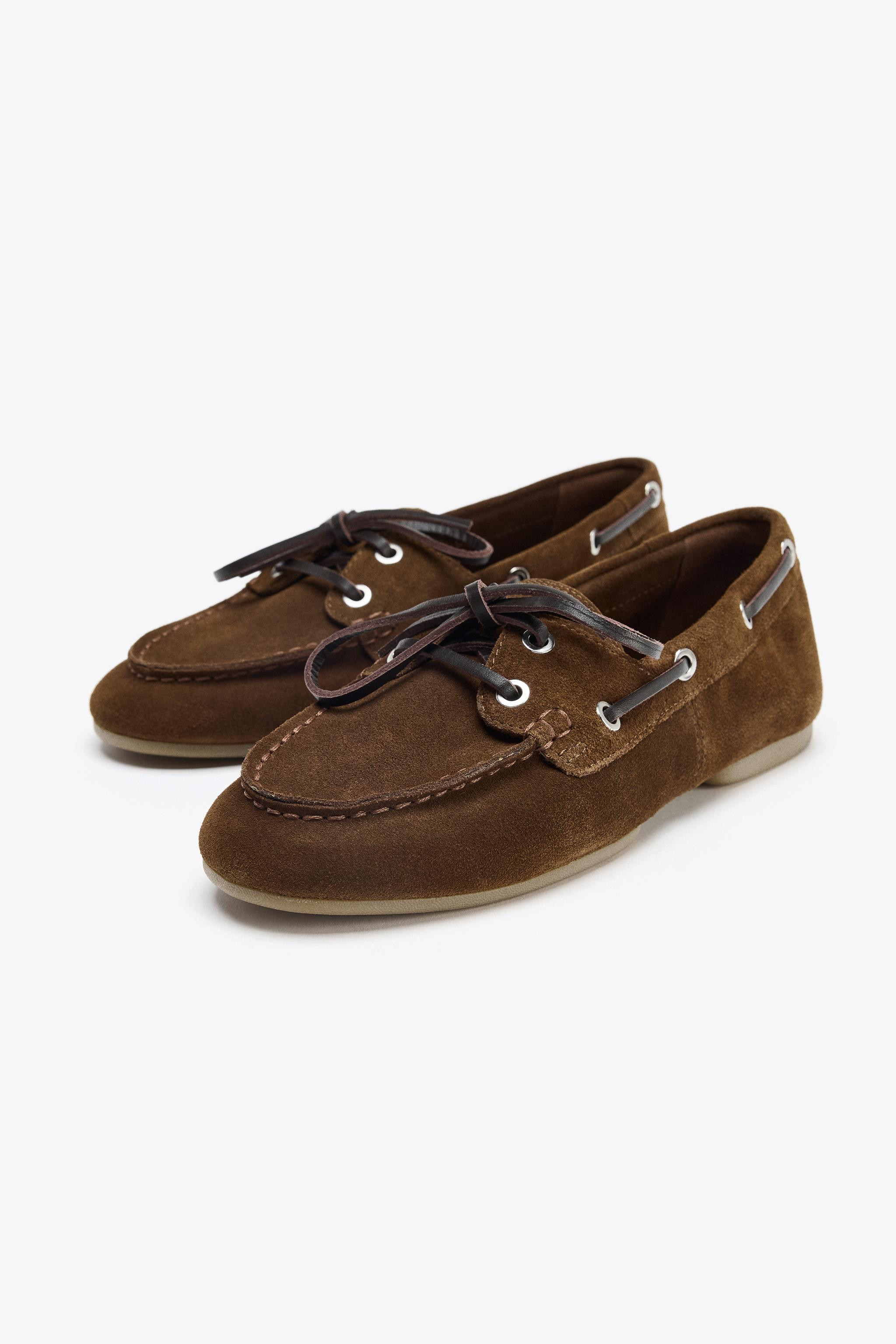 SPLIT SUEDE TOPSTITCHED LOAFERS | Zara UK