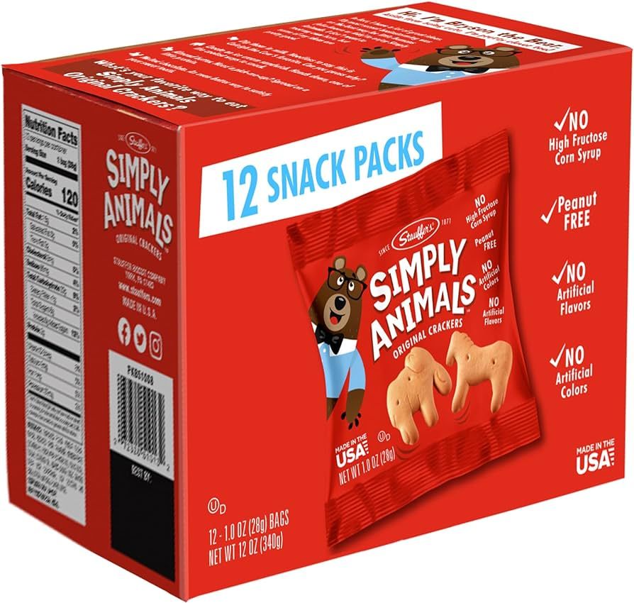 Stauffer's Animal Crackers Original, 1 oz (Pack of 12), Healthy Snacks, No High Fructose, No Arti... | Amazon (US)