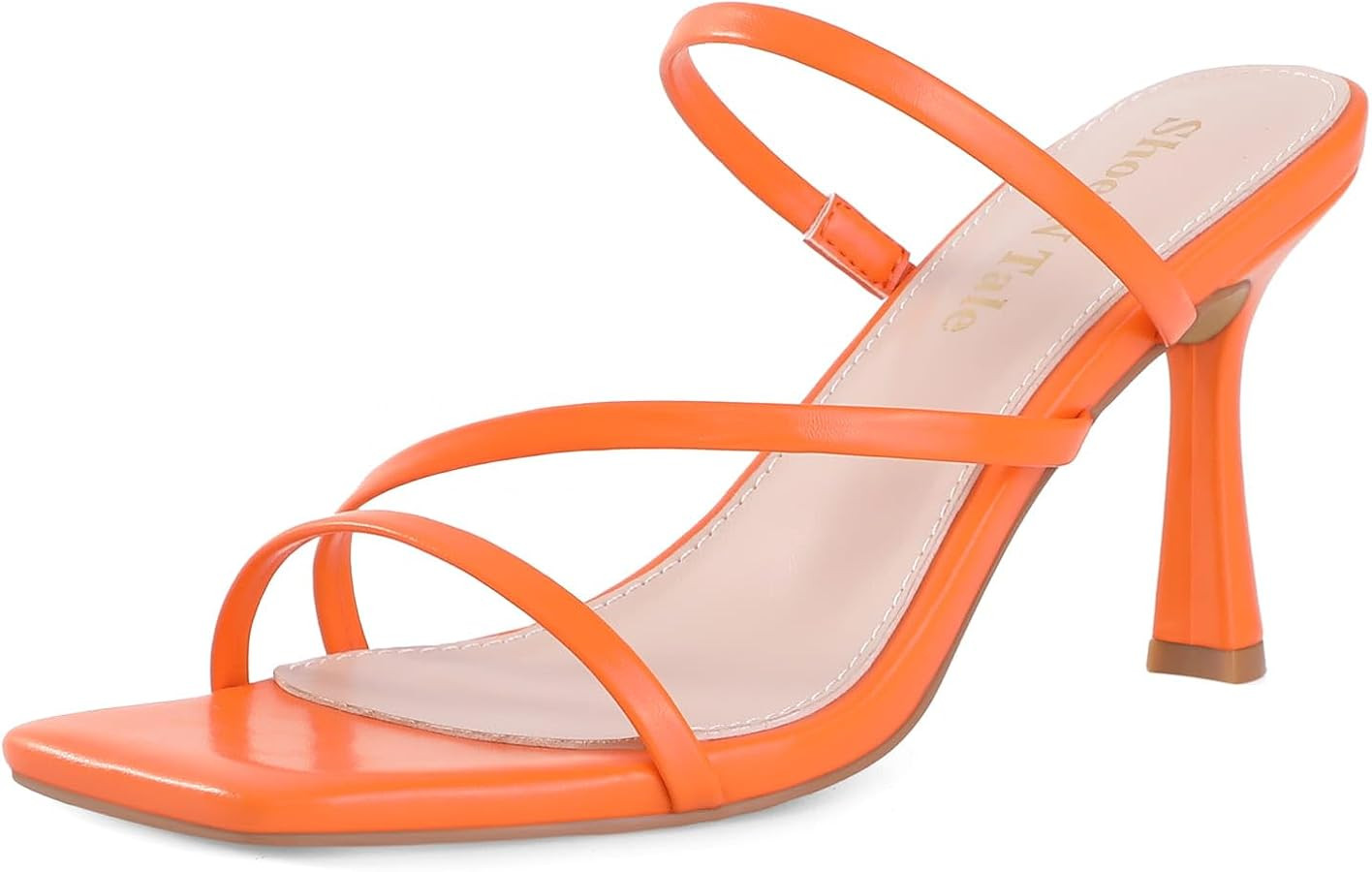 Shoe'N Tale Strappy Kitten Heels For Women Stiletto Mules Square Open Toe Slip On Sandals | Amazon (US)