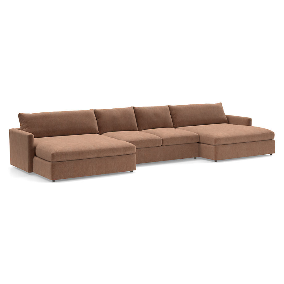 Lounge Deep 3-Piece Double Chaise Sectional Sofa + Reviews | Crate & Barrel | Crate & Barrel
