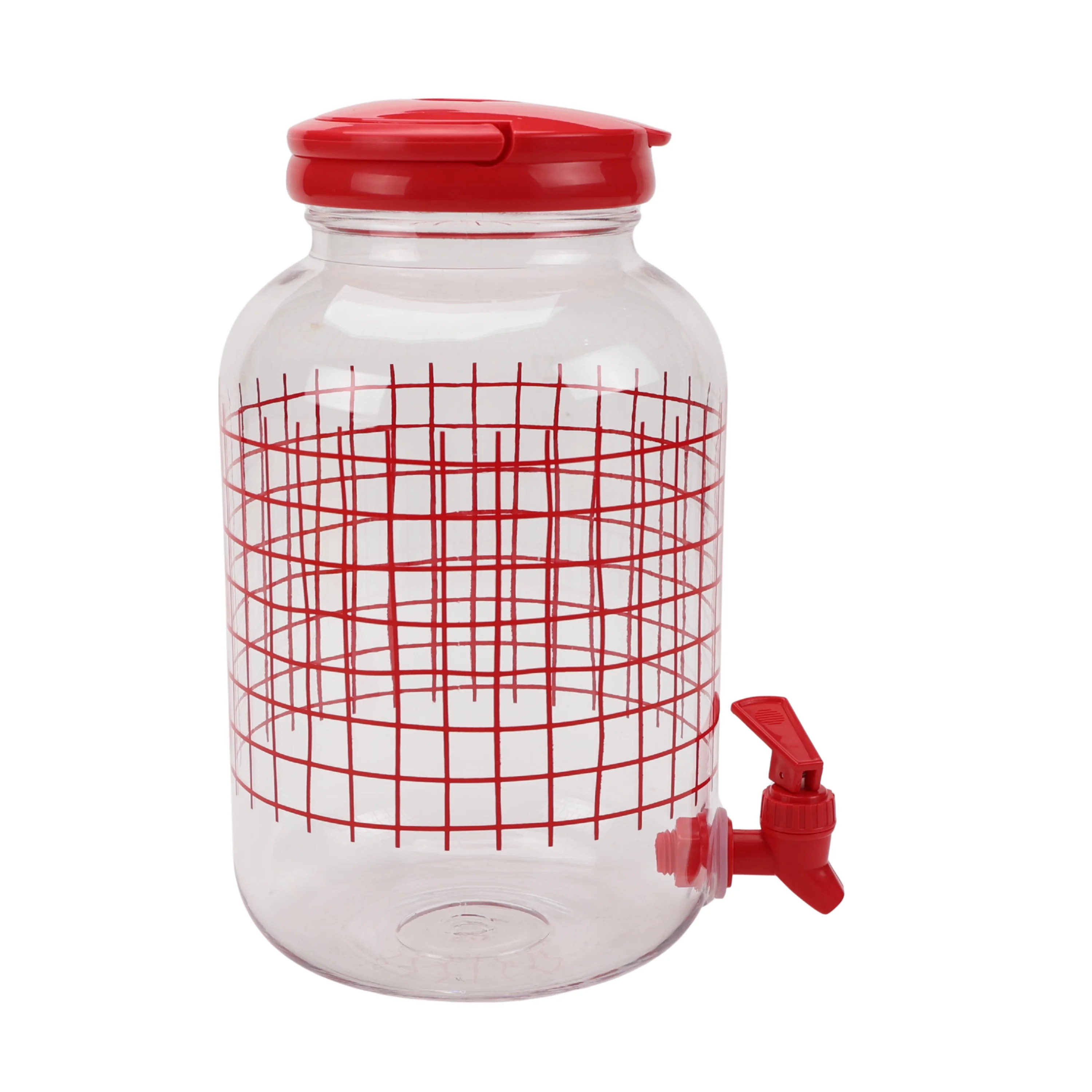 Mainstays 1.2-Gallon Acrylic Grid Beverage Dispenser, Red - Walmart.com | Walmart (US)