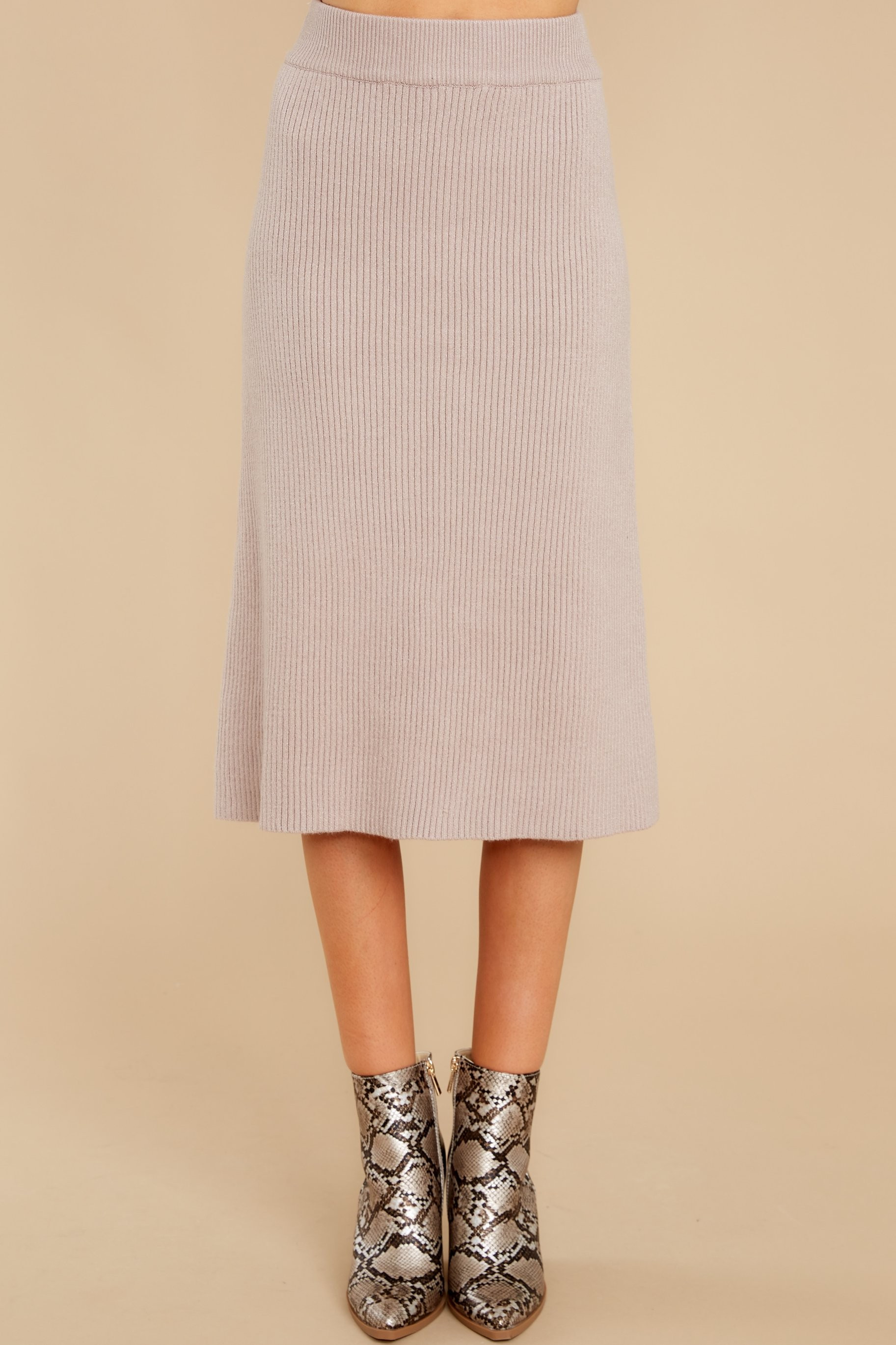 Study Hall Taupe Midi Skirt | Red Dress 