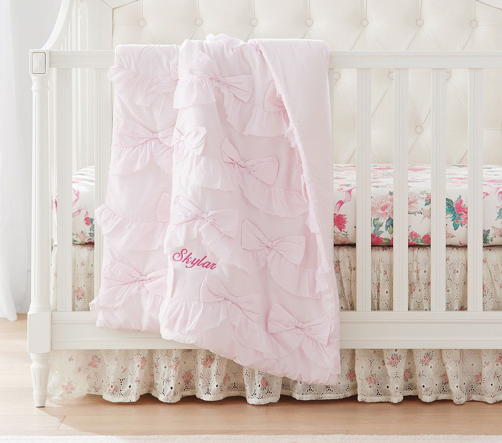 LoveShackFancy Sweet Dreams Ruffled Bow Baby Quilt | Pottery Barn Kids