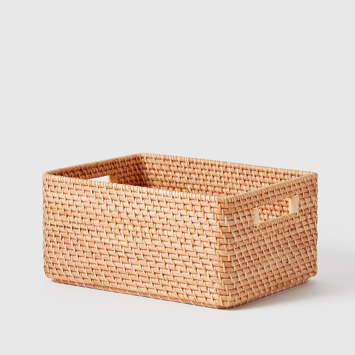 Marie Kondo Large Ori Curved Rattan Bin Honey Natural | The Container Store