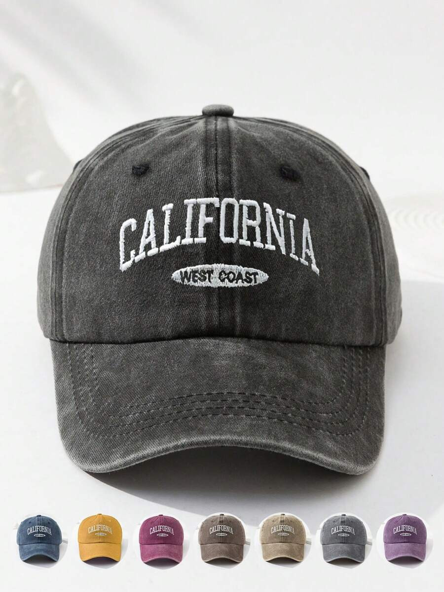 MAKEFGE 1pc Unisex Outdoor Casual Fashion CALIFORNIA Embroidery Washed UV Protection Adjustable S... | SHEIN