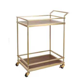 Origin 21 Gold Metal Base with Wood Top Rolling Kitchen Cart (26.5-in x 16.5-in x 35.25-in) | Lowe's
