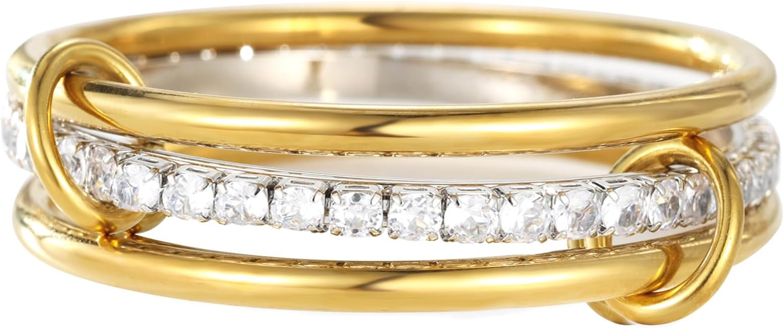 Gold/Silver Bangles Bracelets For Women, 14k Gold Plated Rhinestone Multi Layer Stackable Tennis ... | Amazon (US)