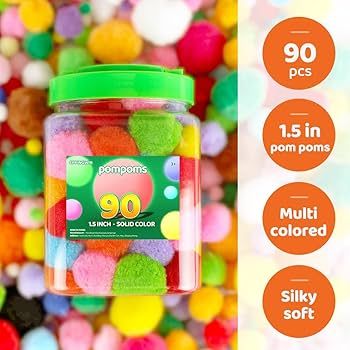 Eppingwin 90PCS Multicolor Pom Poms,1.5 Inch Soft Pompoms for Crafts, Assorted Colors 4CM Big Pom... | Amazon (US)