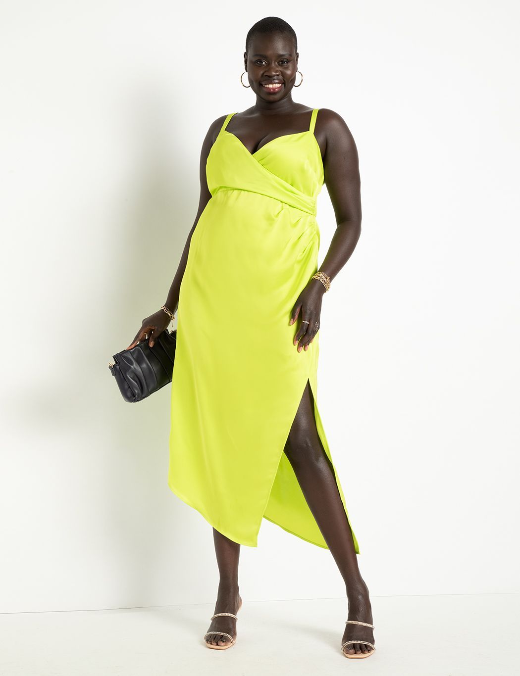 Satin Wrap Dress | Women's Plus Size Dresses | ELOQUII | Eloquii