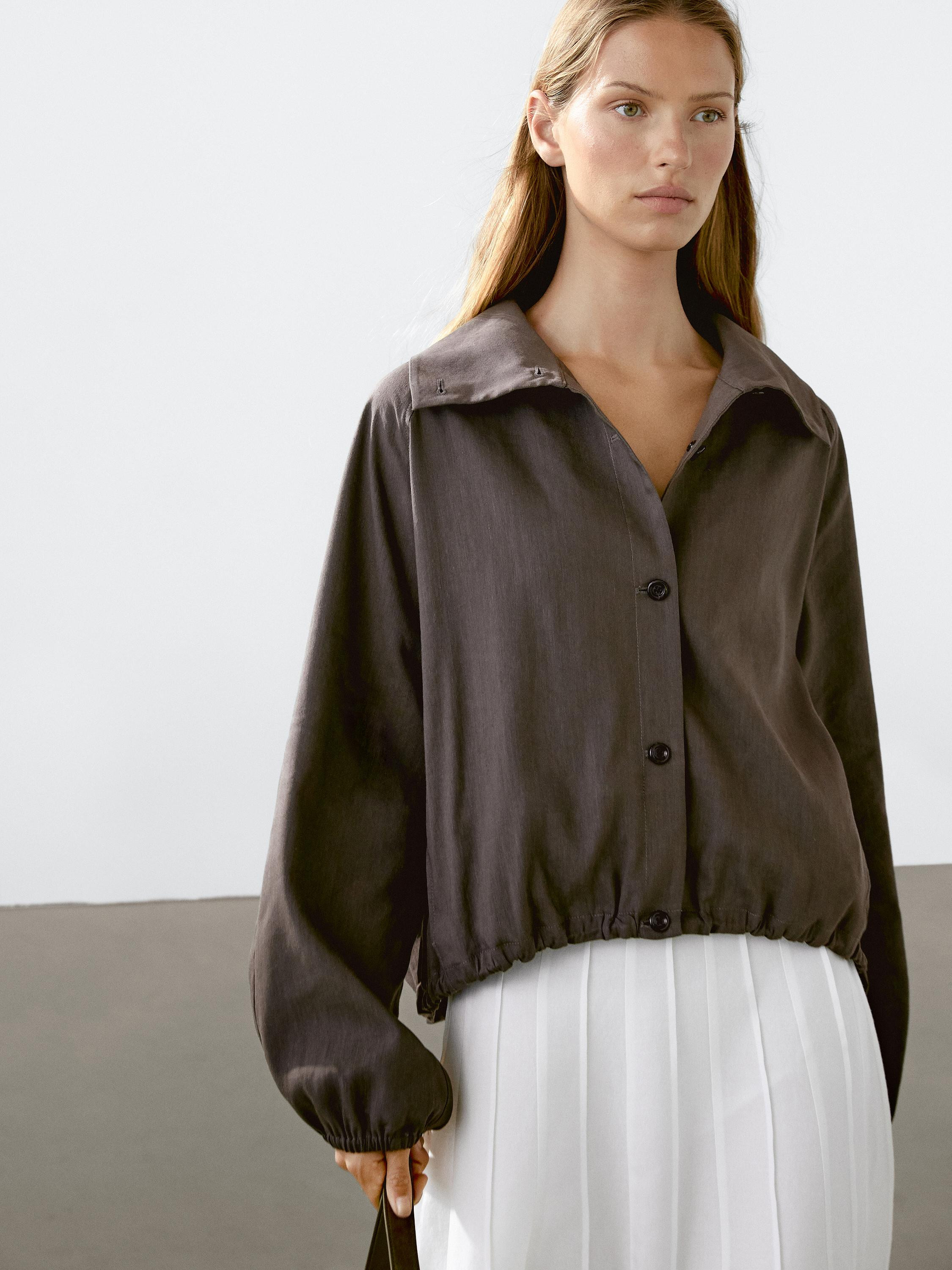 Bomberjacke Leinenmischgewebe · Schokoladenbraun · Mäntel Und Jacken | Massimo Dutti | Massimo Dutti DE