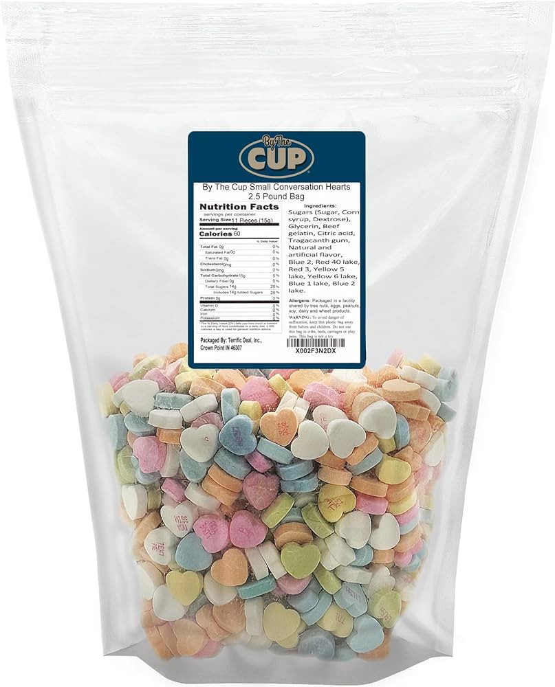 By The Cup Small Conversation Hearts, 2.5 Pound Bag | Amazon (US)
