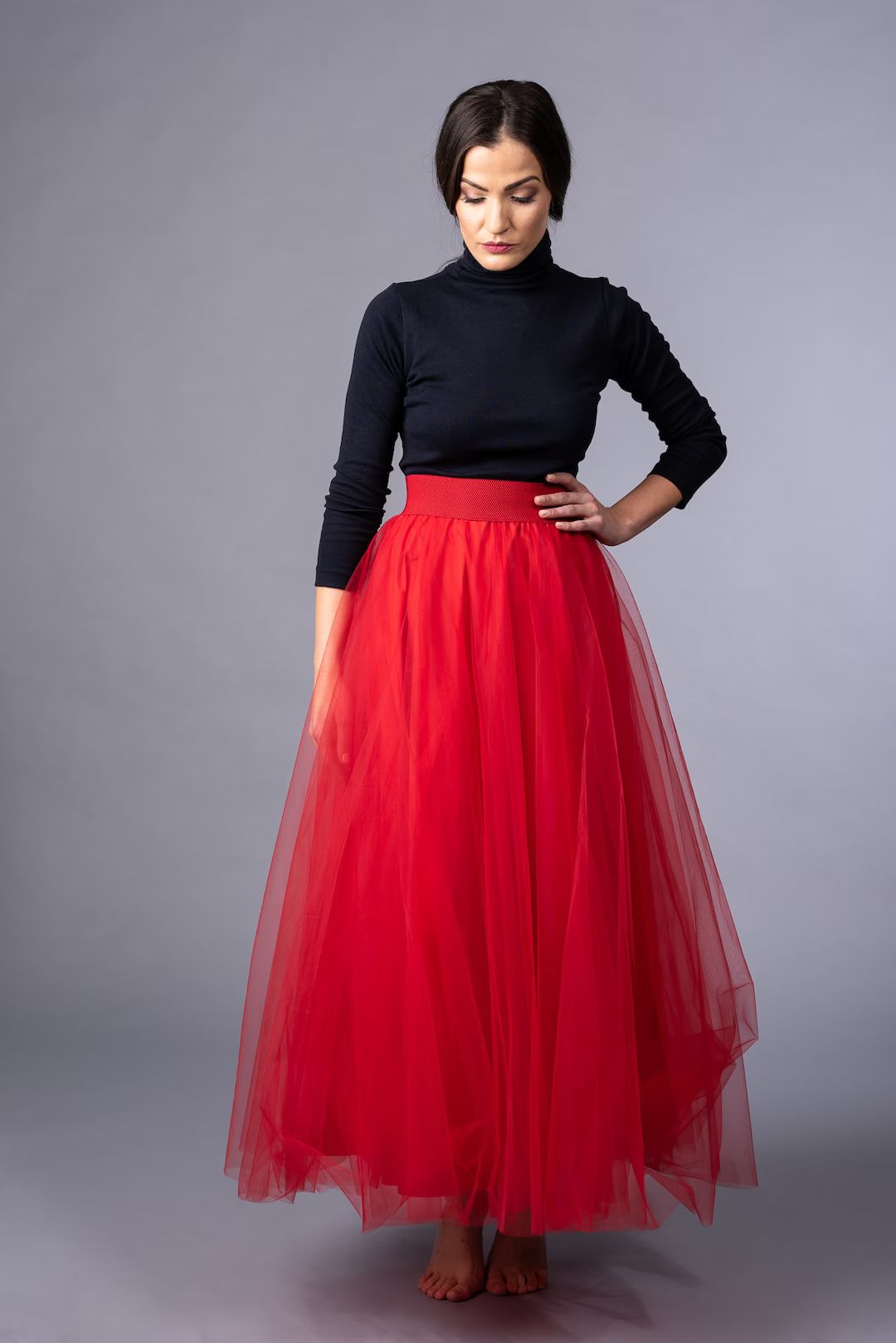 Long Red Tulle Skirt / Party Red Skirt / Wedding Red Skirt / - Etsy | Etsy (US)