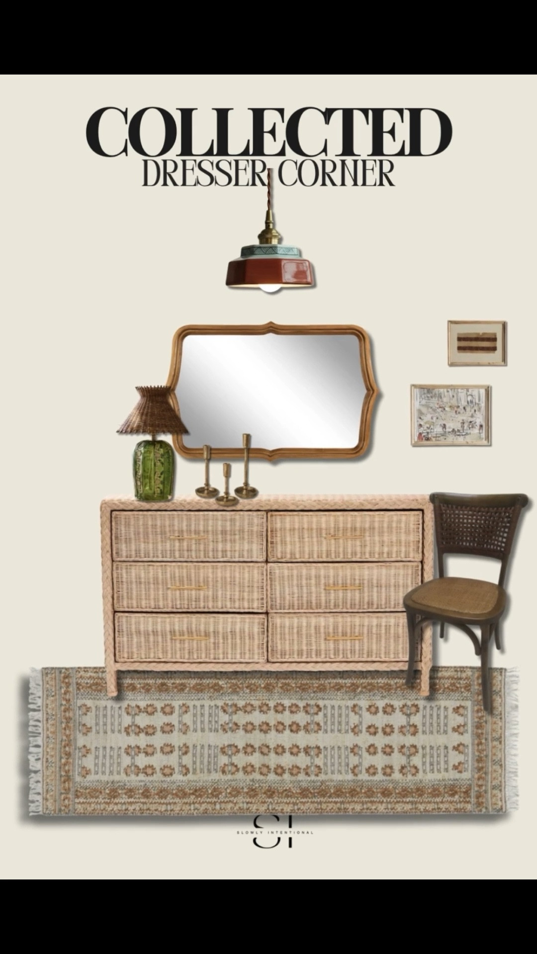 This cozy dresser corner feels so collected and intentional. The mix of wicker, warm wood, and vintage-inspired art adds that “layered over time” look I love. Every piece tells a little story—and it’s all shoppable.


#LTKHome