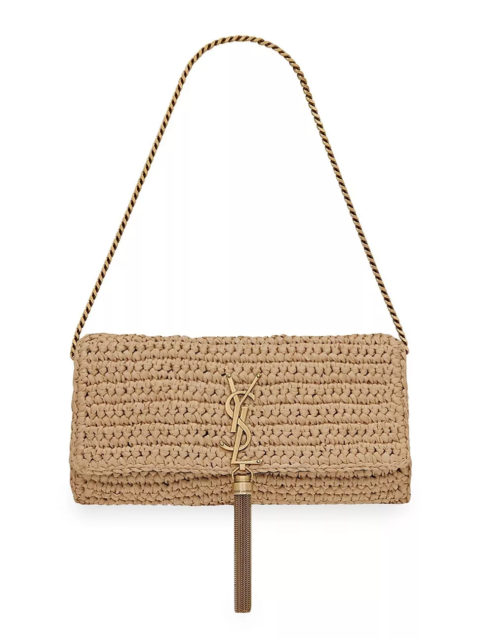 Saint Laurent Kate 99 YSL Raffia Tassel Shoulder Bag