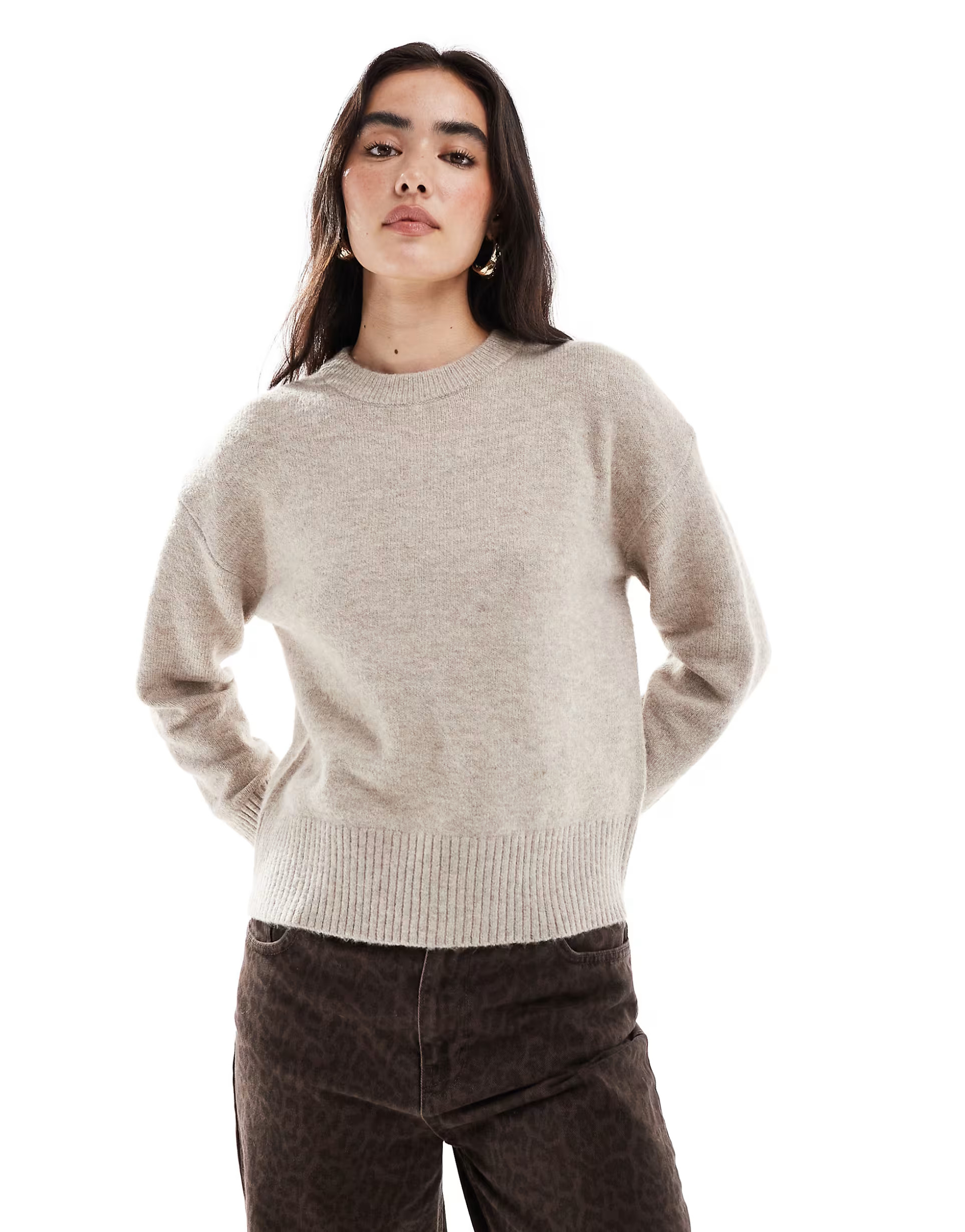 New Look crew neck jumper in beige | ASOS (Global)