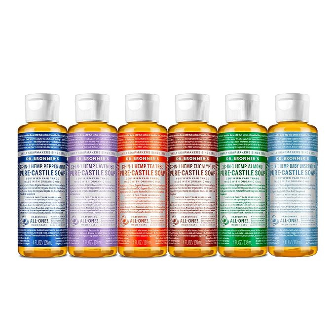 Dr. Bronner's - Pure-Castile Liquid Soap (4 oz Variety Pack) Peppermint, Lavender, Tea Tree, Euca... | Amazon (US)