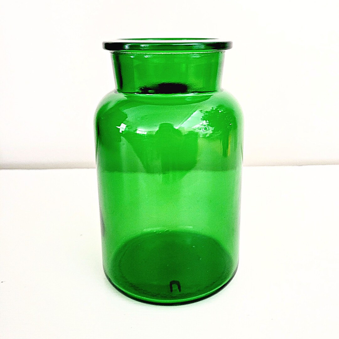Vintage Emerald Green Glass Jar - Made in Belguim - Apothecary | Etsy (US)