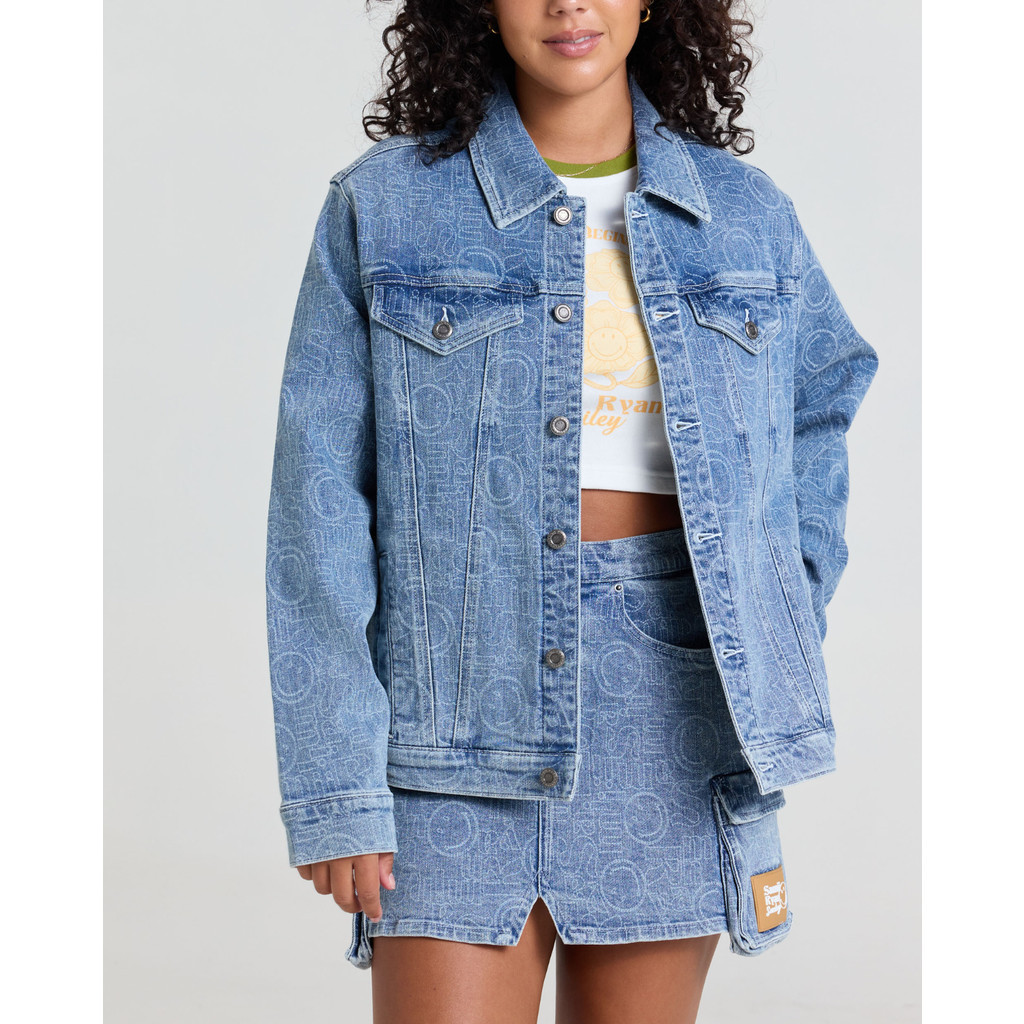 Samii Ryan Smiley Oversized Denim Jacket in Blue at Nordstrom, Size Large | Nordstrom