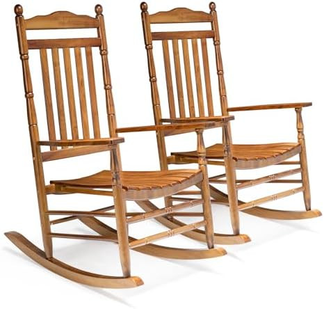 VINGLI Wooden Rocking Chair, Outdoor Chair with 450 lbs Support, Relaxing Rocker with Solid Wood ... | Amazon (US)
