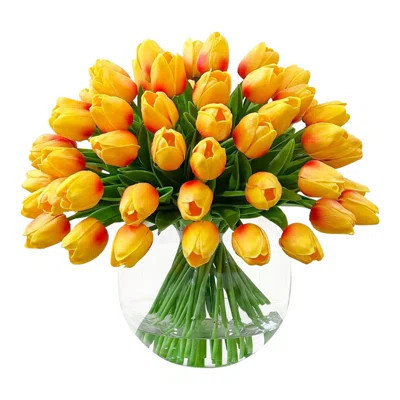 Real Touch Tulips Centerpiece In Vase | Perigold