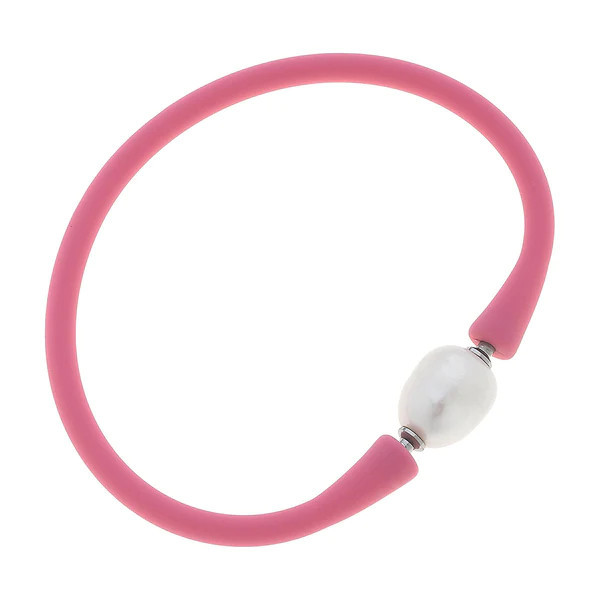 Bali Freshwater Pearl Silicone Bracelet in Bubble Gum | CANVAS