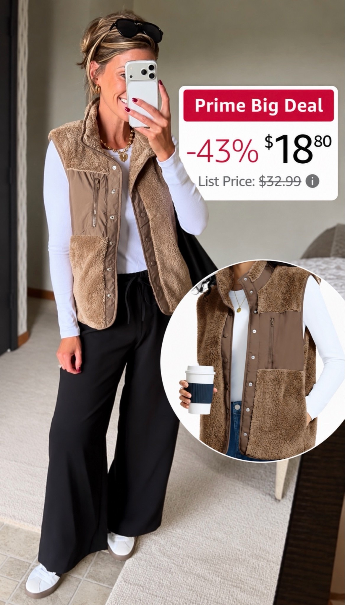 It’s almost vest season. Grab this one while it’s on sale. 
Vest/ small
Top/ small
Pants/ medium 
Sneakers sized down a half size

#LTKOver40 #LTKSeasonal #LTKSaleAlert