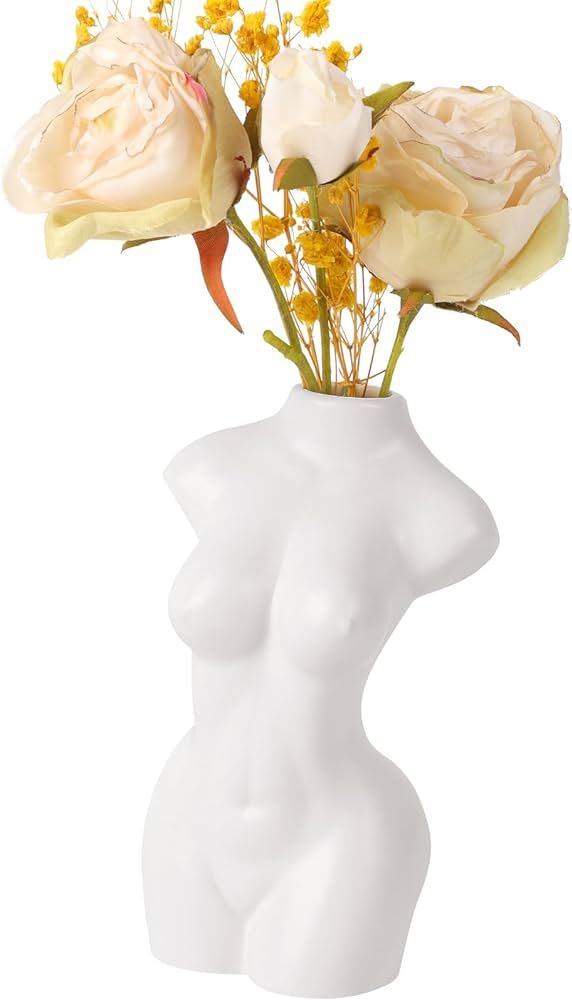 YGEOMER 4.72'' Body Vase Female Form Ceramic Vase Decorative Modern Flowers Pot for Home Office F... | Amazon (US)