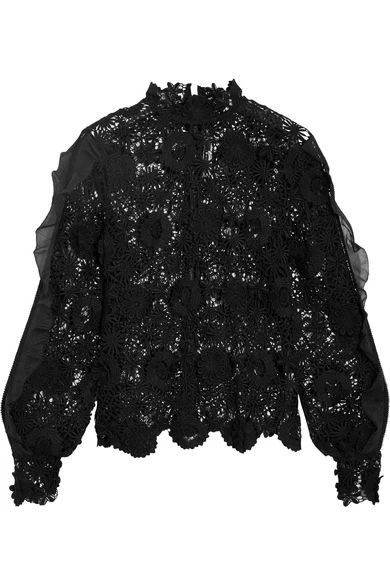 Naia chiffon-trimmed guipure lace blouse | NET-A-PORTER (US)