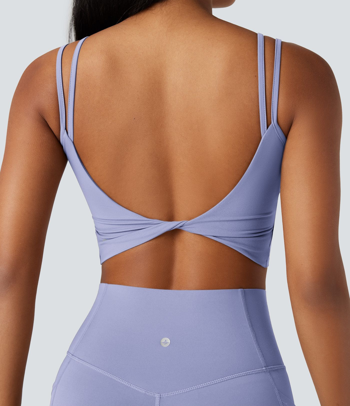 Halara UltraSculpt\u2122 Double Straps Twisted Backless Cropped Yoga Tank Top | HALARA