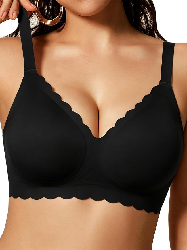 Jelly Bras for Women No Underwire Scalloped Push Up Wireless Bralettes Seamless Soft Comfort Ever... | Amazon (US)