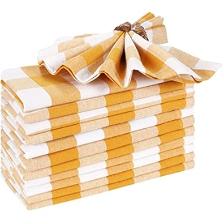 Life By Cotton 18x18 Gingham Buffalo Check Cloth Dinner Napkins Set of 12, 100% Cotton Dinner Cockta | Amazon (US)