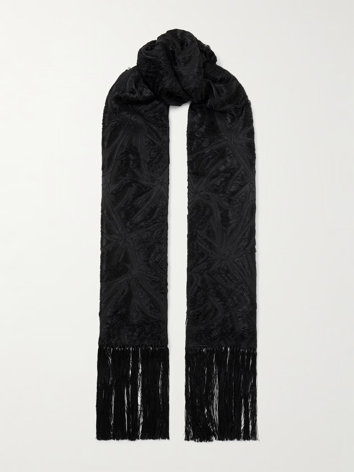 Gabriela Hearst - Blaine Fringed Silk And Wool-blend Jacquard Scarf - Blue | NET-A-PORTER (US)