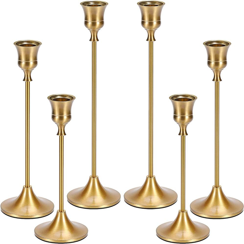 Dianjingjumei Candle Holder Gold Candlestick Holder - Taper Candle Holders Brass Candlestick Hold... | Amazon (US)
