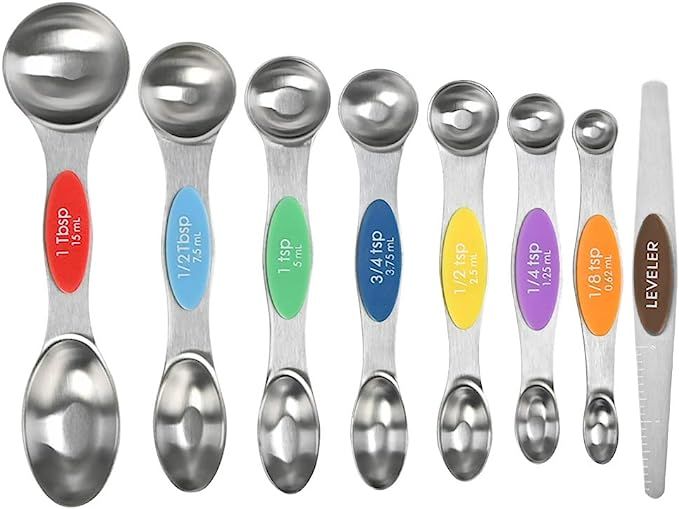 ATPWONZ Magnetic Measuring Spoons Set, Set of 8 Stainless Steel Double Sided Measuring Spoons for... | Amazon (US)