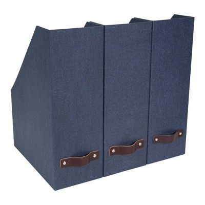 Set of 3 Estelle Canvas Magazine File Blue - Bigso Box of Sweden | Target
