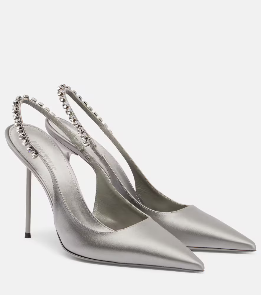 Paris Texas Lidia 105 embellished satin slingback pumps | Mytheresa (US/CA)