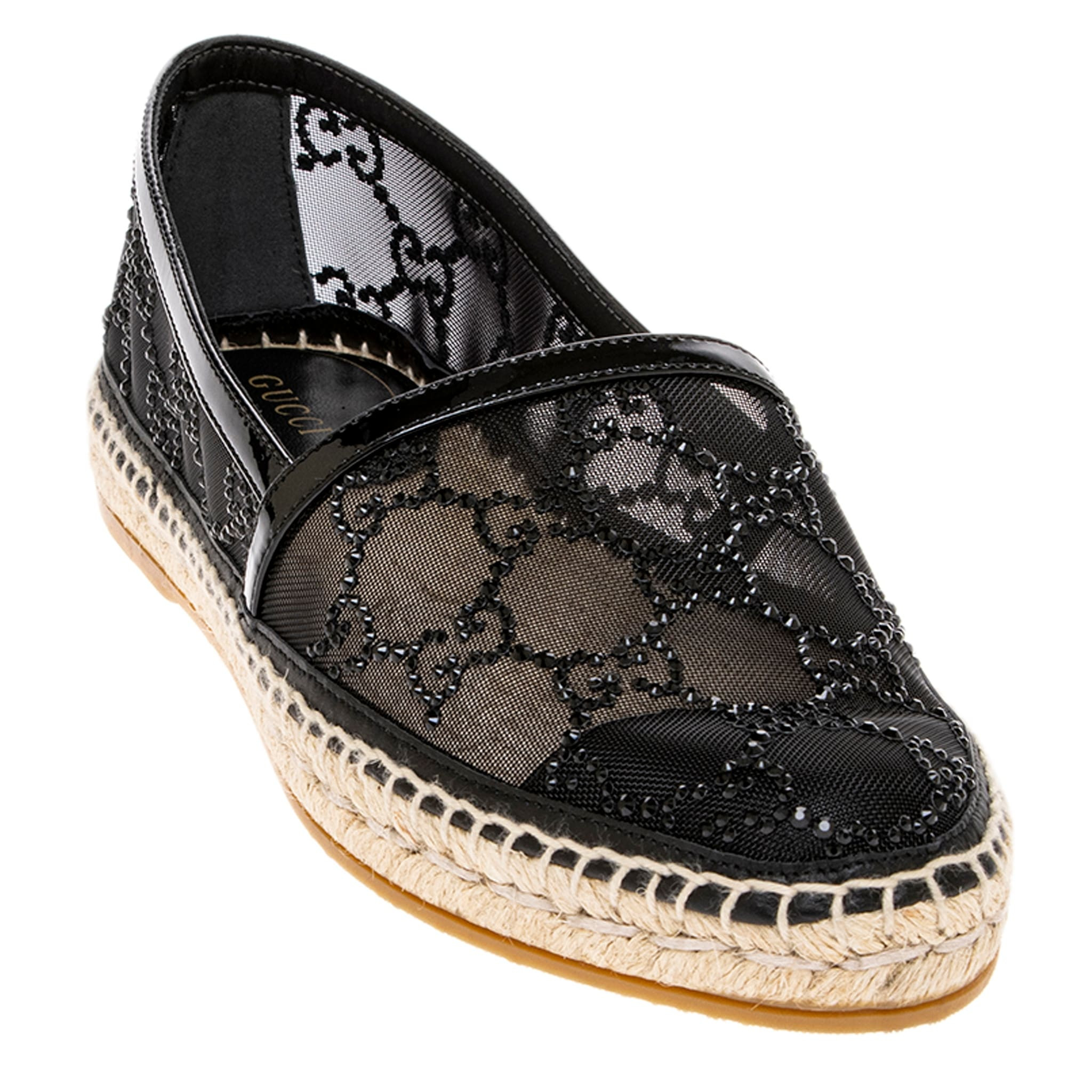 Gucci Crystal Embellished GG Pattern Espadrilles | Overstock