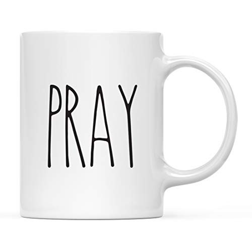 Andaz Press Simple Farmhouse Rustic Fall Autumn Kitchen Decor 11oz. Ceramic Coffee Tea Mug, Pray, 1-Pack, Includes Gift Box, Minimalist Birthday Idea | Amazon (US)