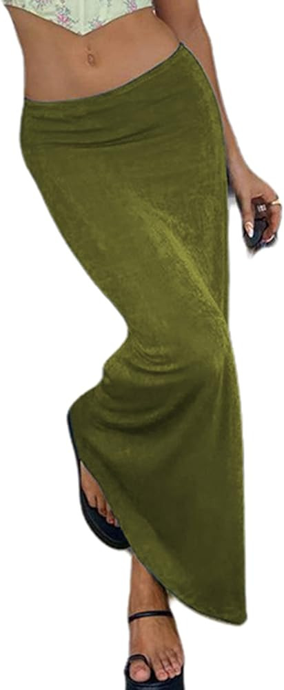 Avanova Women's Sexy Bodycon Pencil Skirt Elastic Waist Party Velvet Maxi Skirts | Amazon (US)